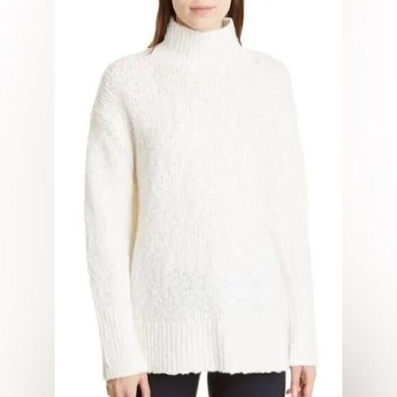 Vince NWT Nubby Turtleneck Long Sleeves Wool Blend Sweater Cream Size L - Picture 1 of 8